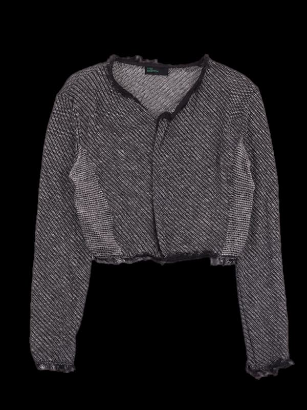 패턴 오픈 숏 가디건