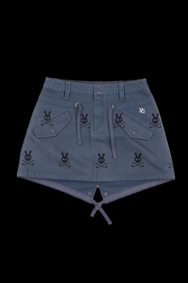 로고 패턴 포켓 미니 스커트