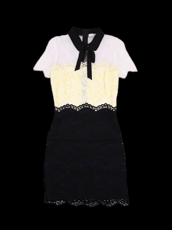 리본 레이스 칼라 원피스