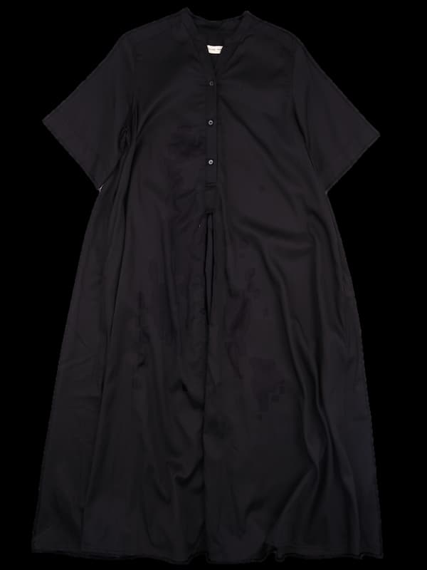 버튼 브이넥 롱 원피스