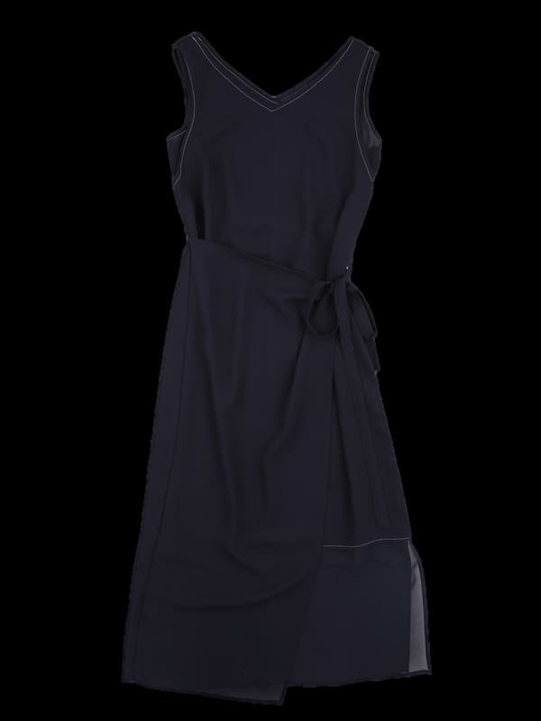 스티치 랩 민소매 원피스