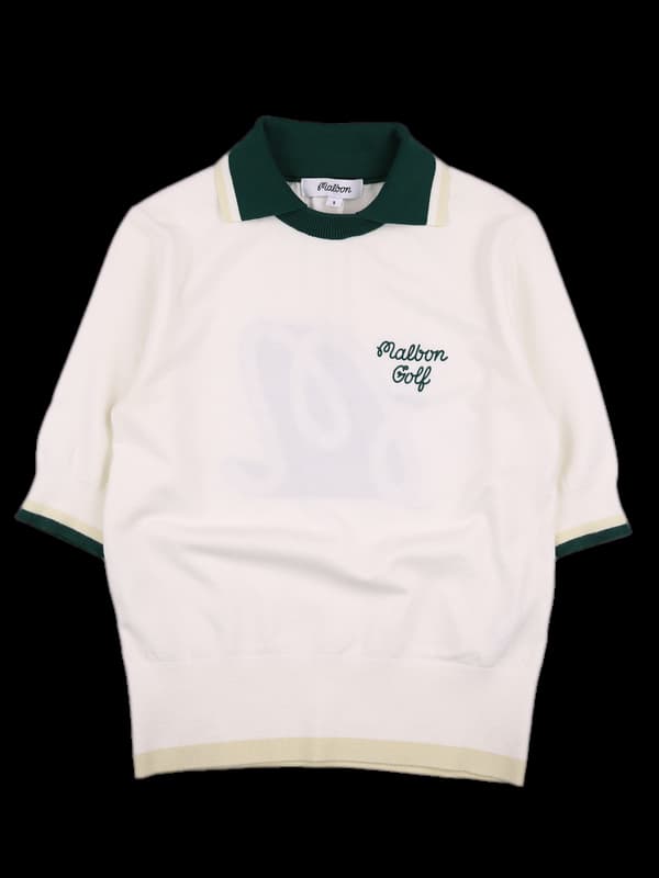 배색 빅 로고 반팔 니트