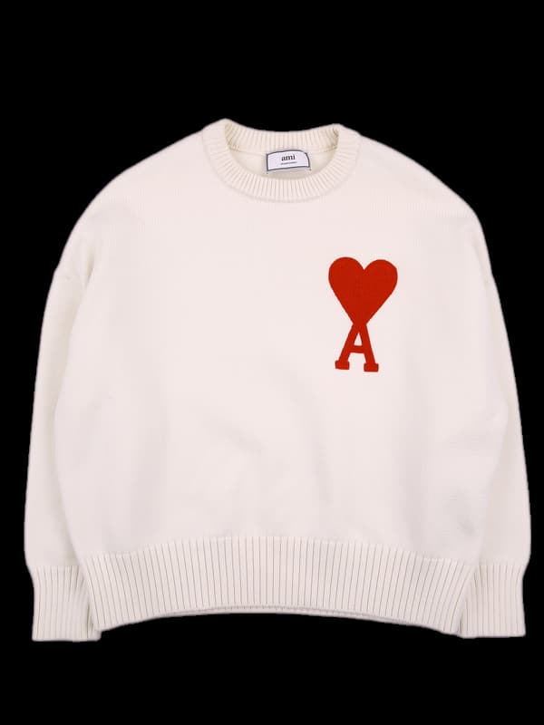 로고 라운드 긴팔 니트