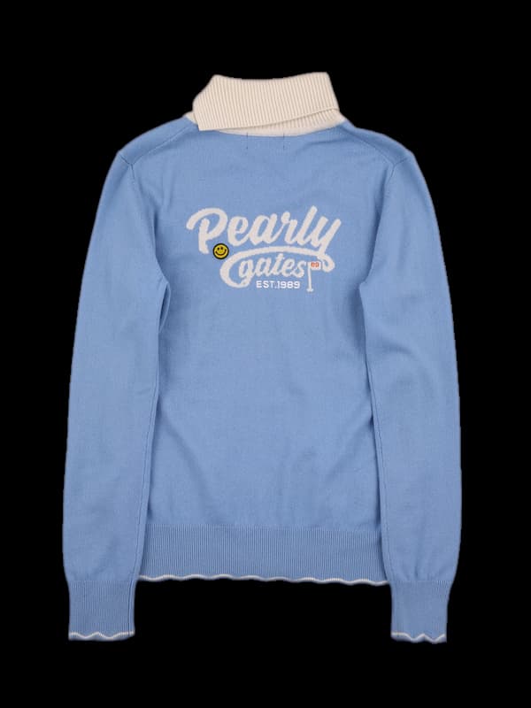 배색 폴라 긴팔 니트