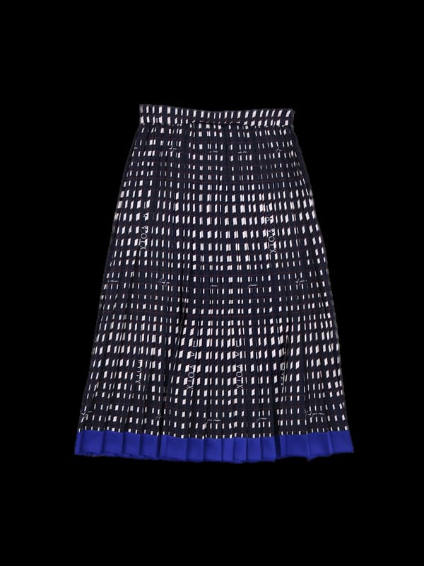 패턴 롱 플리츠 스커트