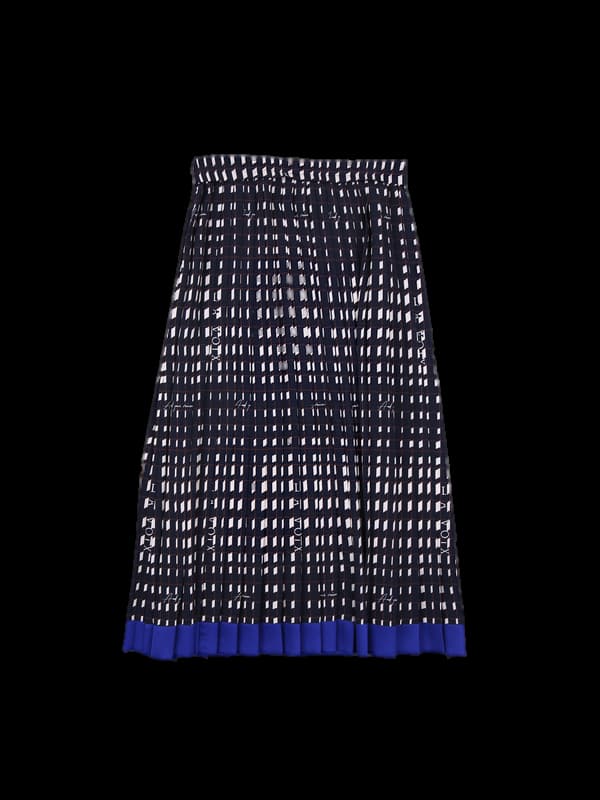 패턴 롱 플리츠 스커트