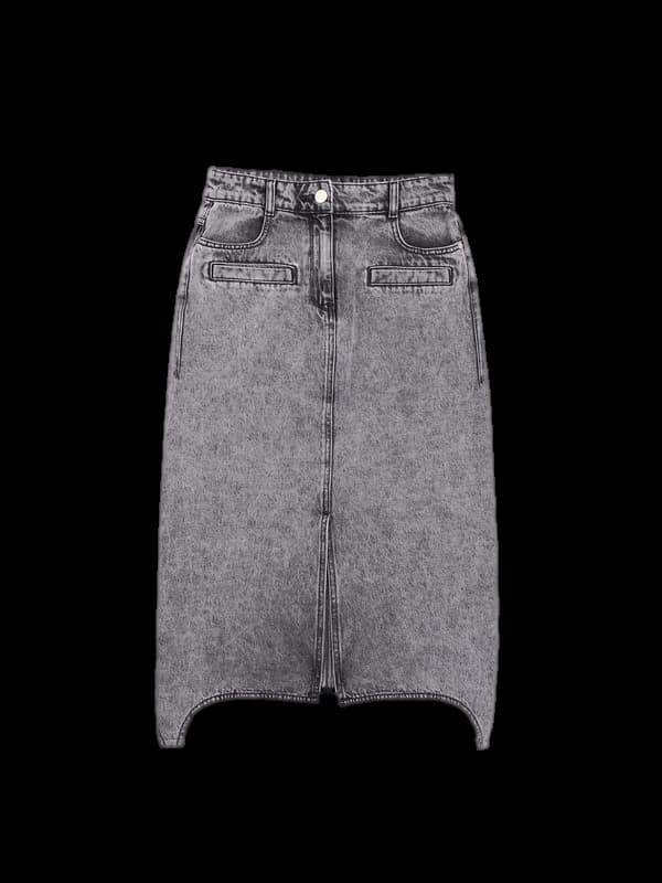 그레이 데님 롱 스커트