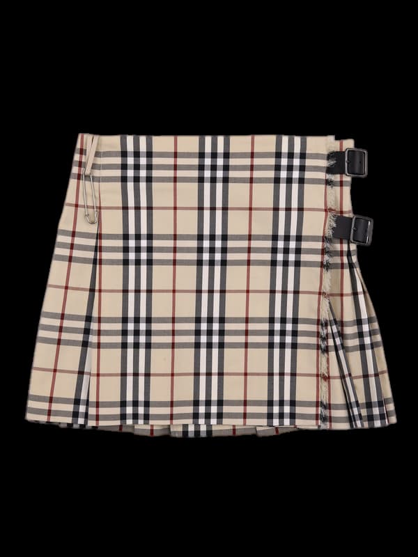 사이드 버클 체크 스커트