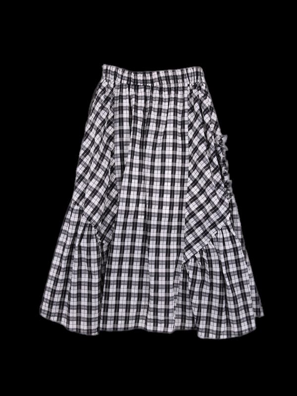 체크 패턴 롱스커트