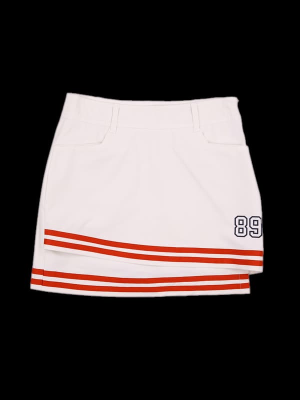 스트라이프 언발 스커트