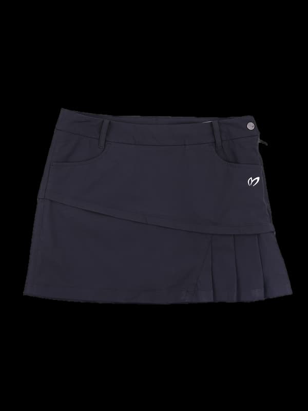 로고 사선 플리츠 스커트