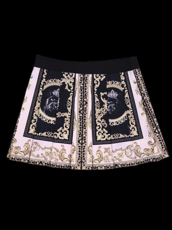 패턴 플리츠 스커트