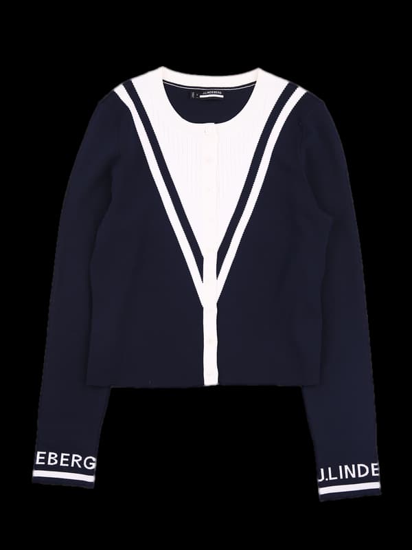 배색카라 긴팔가디건