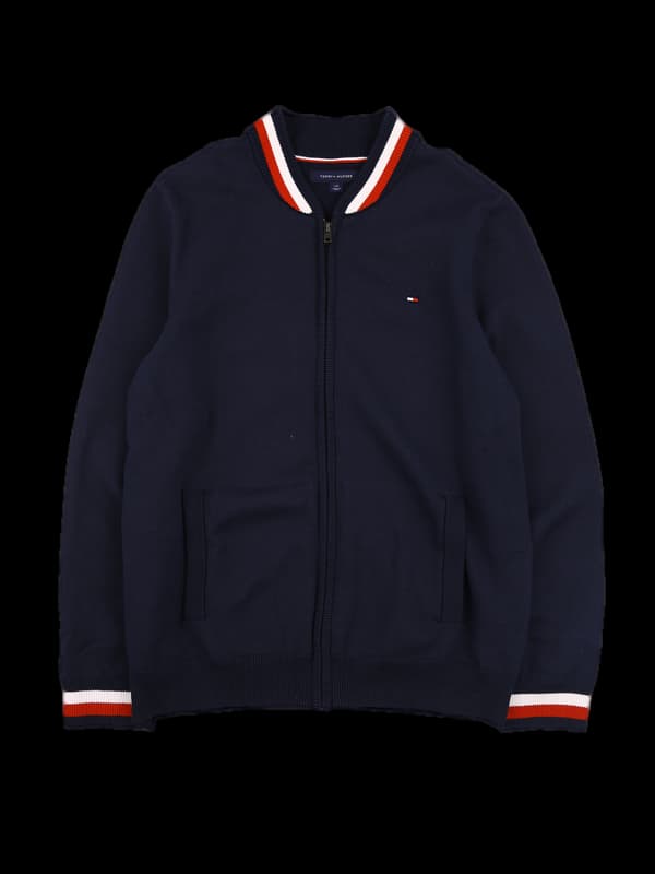 배색로고 니트집업