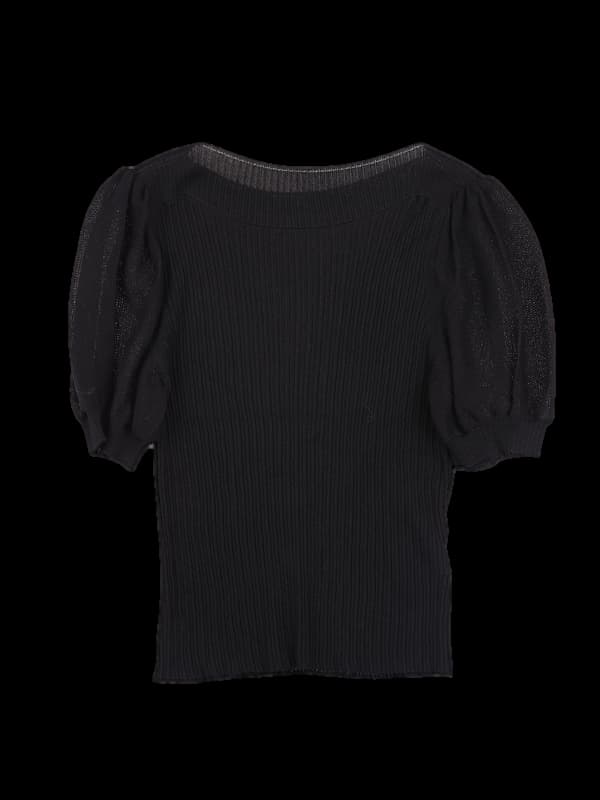 퍼프골지 반팔니트