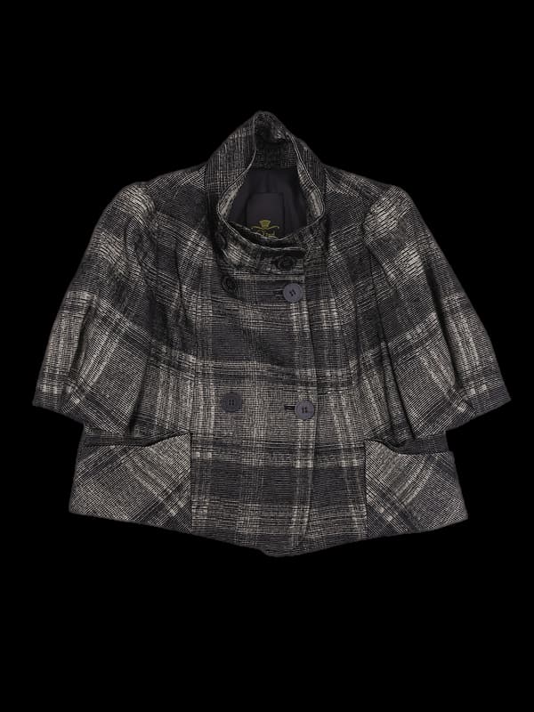 패턴 퍼프 숏 자켓