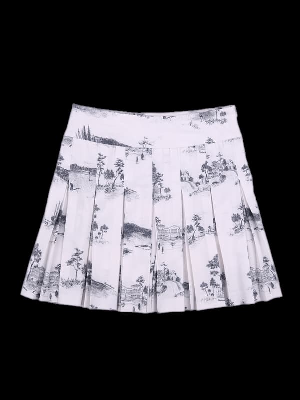 패턴 플리츠 스커트