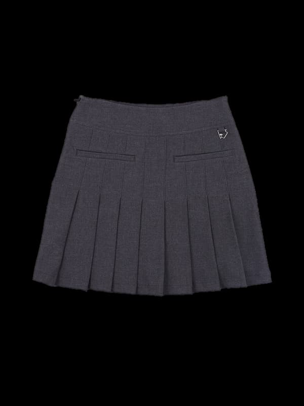 로고 플리츠 스커트