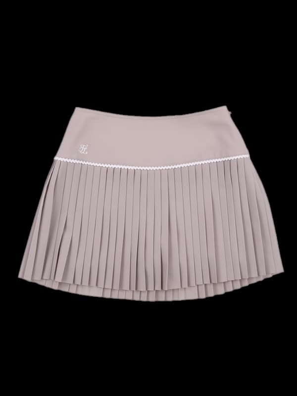 로고 레이스 플리츠 스커트