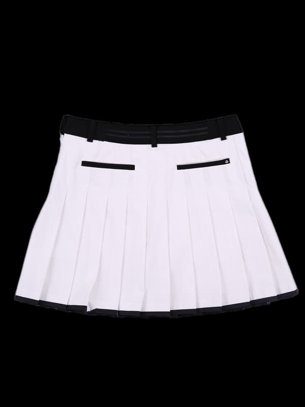 로고 배색 플리츠 스커트