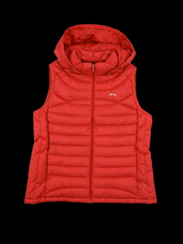 로고 후드 패딩베스트