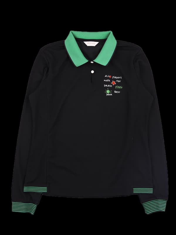 로고 배색 카라 긴팔