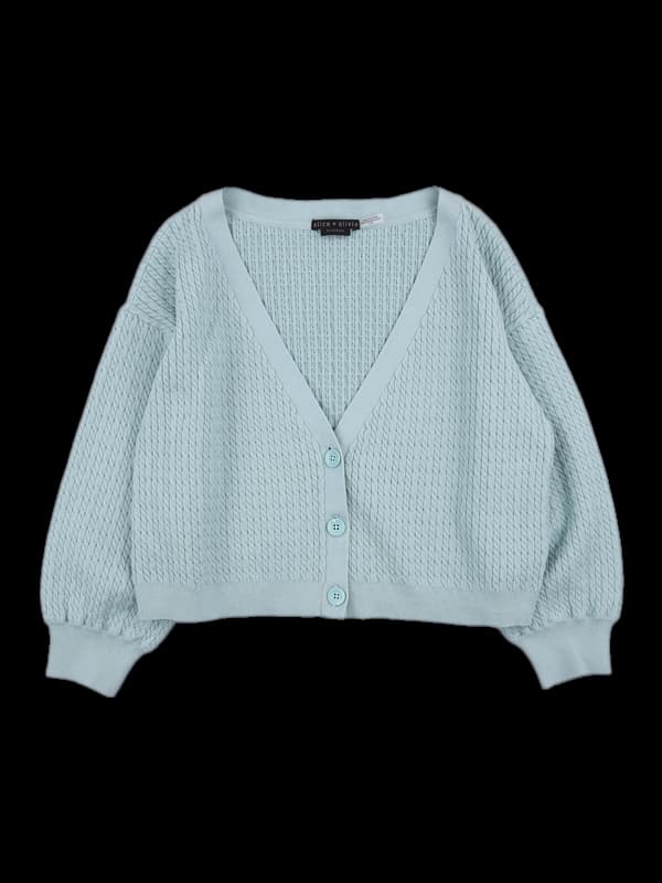 코튼 꽈배기 브이넥 가디건