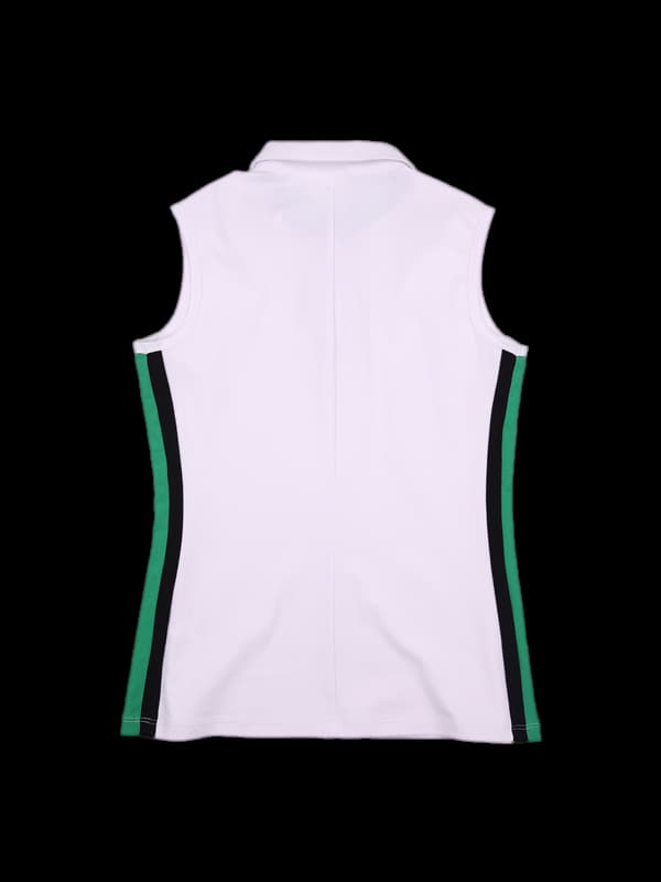 배색 민소매 카라티