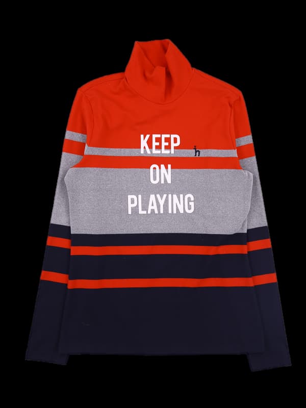 하이넥 배색 긴팔 티셔츠