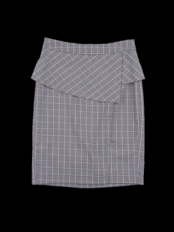 체크패턴 사선 미디스커트