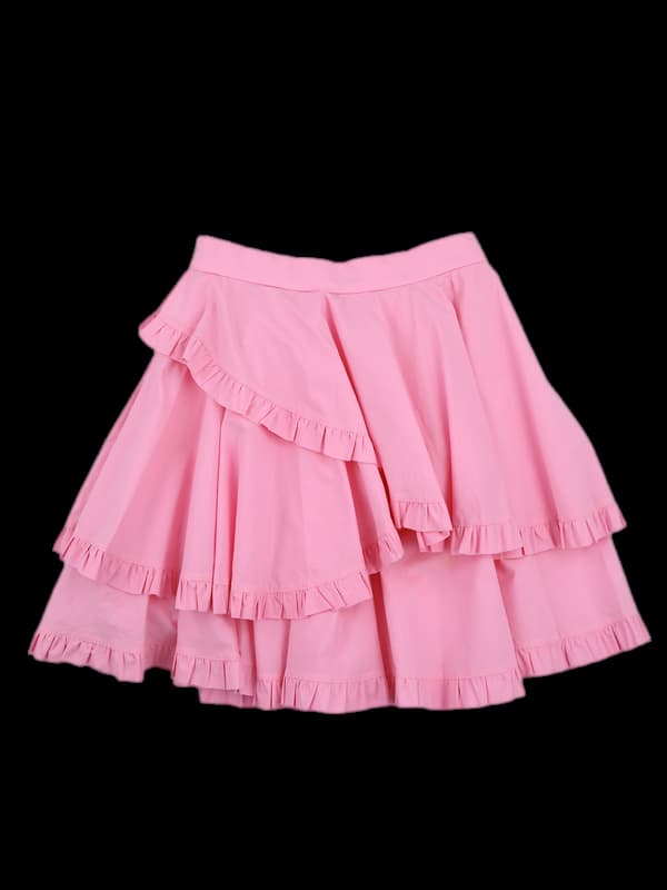 코튼 사선레이스 스커트