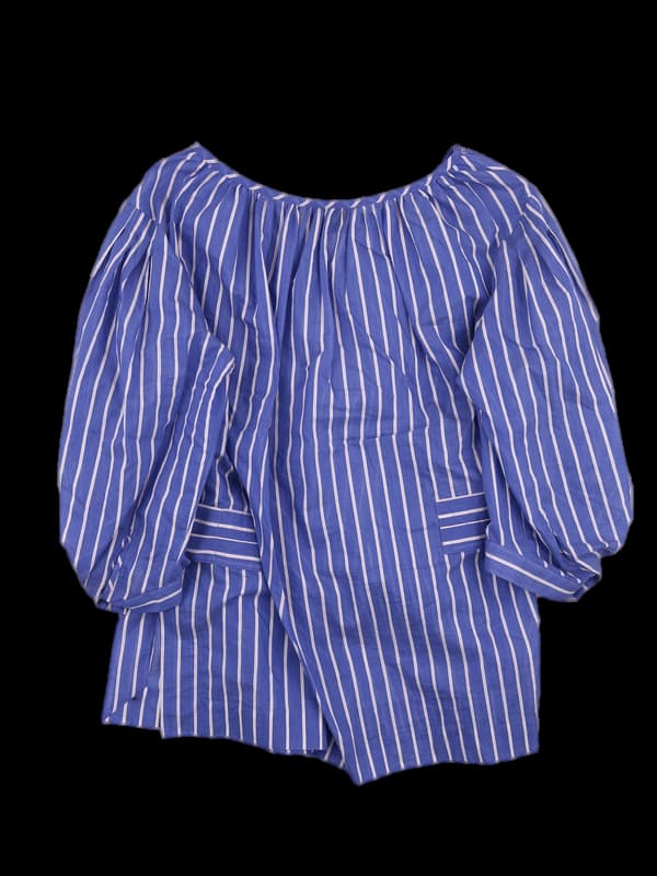 스트라이프 랩 블라우스