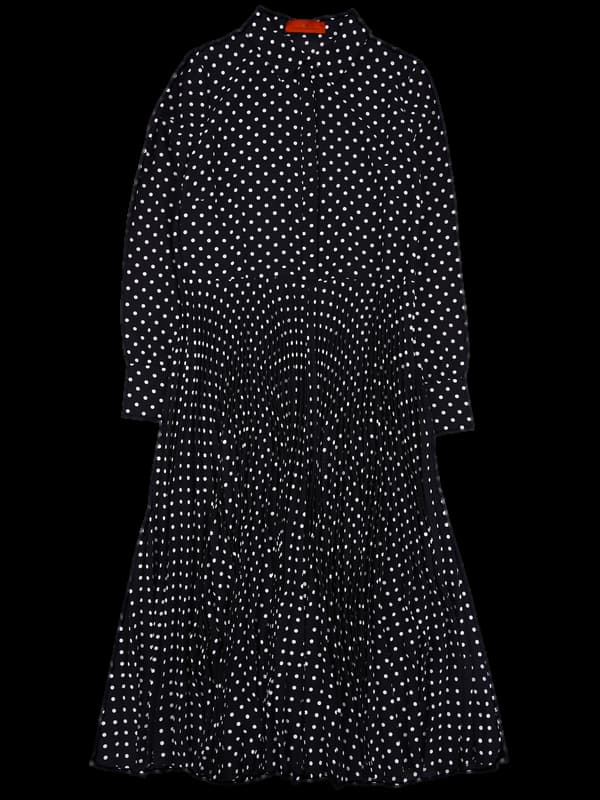 도트 카라 롱 원피스