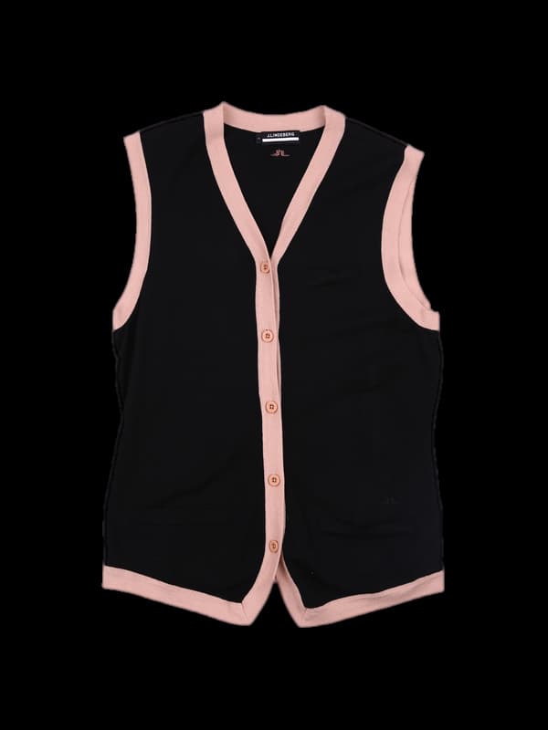 단추 배색 니트 베스트