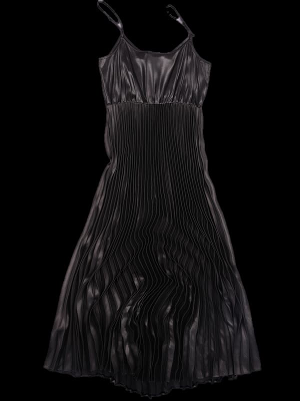 실크 플리츠 롱 원피스