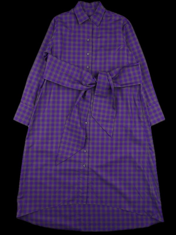 코튼 체크 롱 원피스