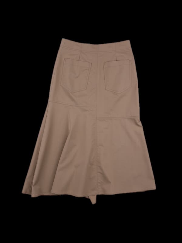 코튼 사선 롱 스커트