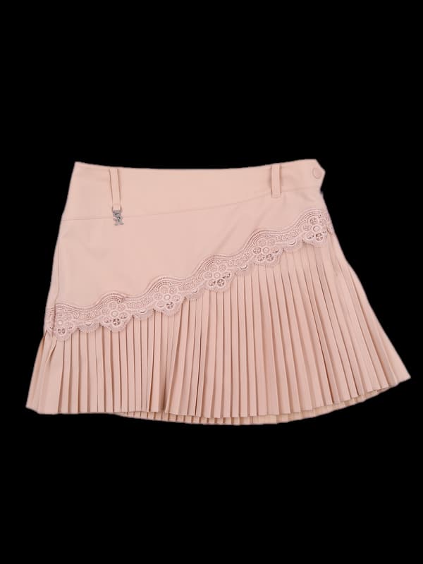 레이스 사선 플리츠 스커트