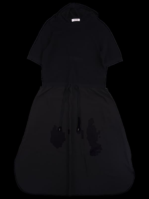 후드 반팔 원피스