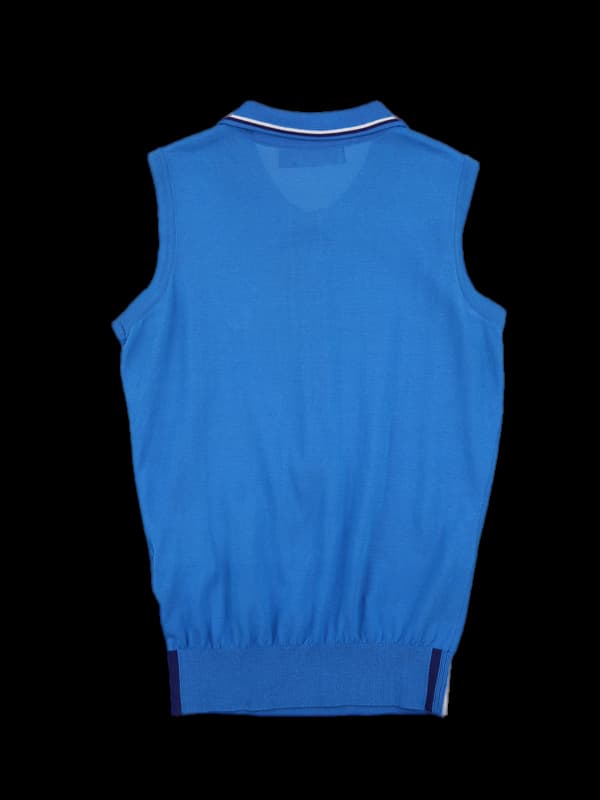 코튼 배색 카라 민소매