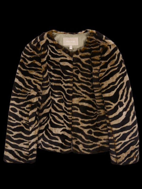 호피 패턴 퍼 자켓