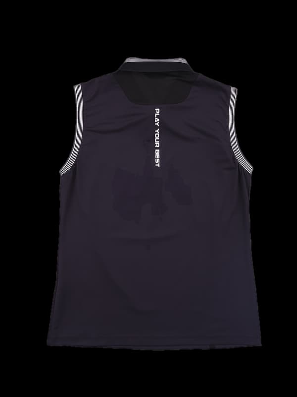 스트라이프 포인트 카라 민소매