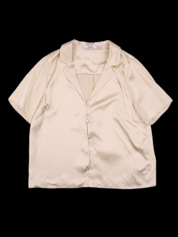 실크 반팔 블라우스