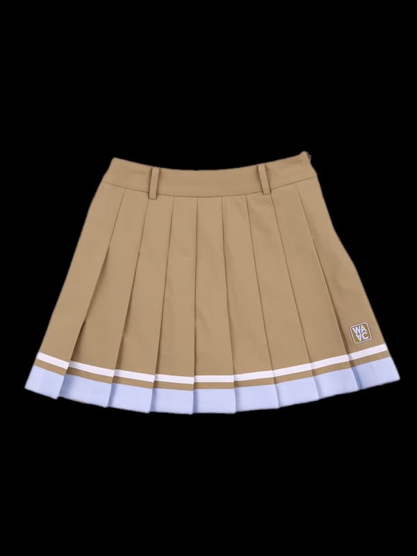 배색 로고 주름스커트