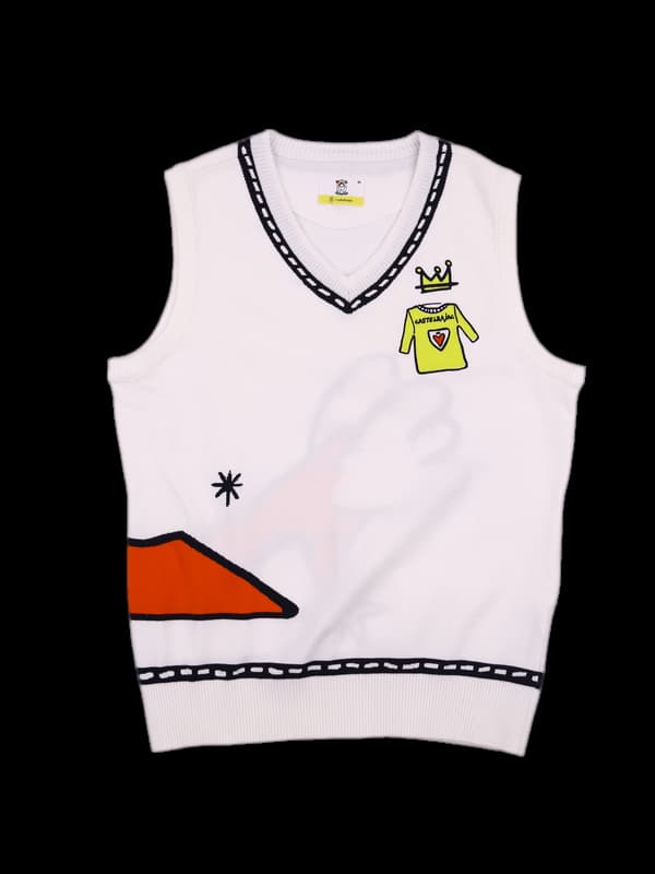 브이넥 자수 니트 베스트