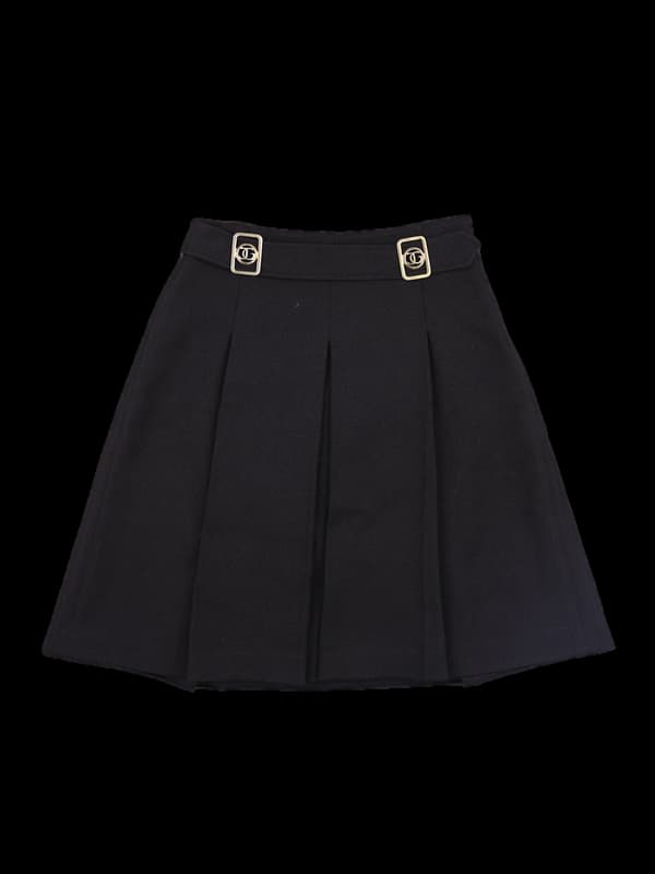 금장 포인트 주름 스커트