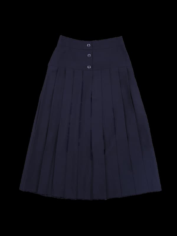 단추 포인트 주름 롱 스커트