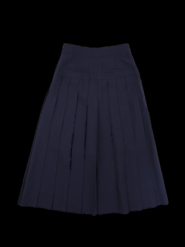 단추 포인트 주름 롱 스커트