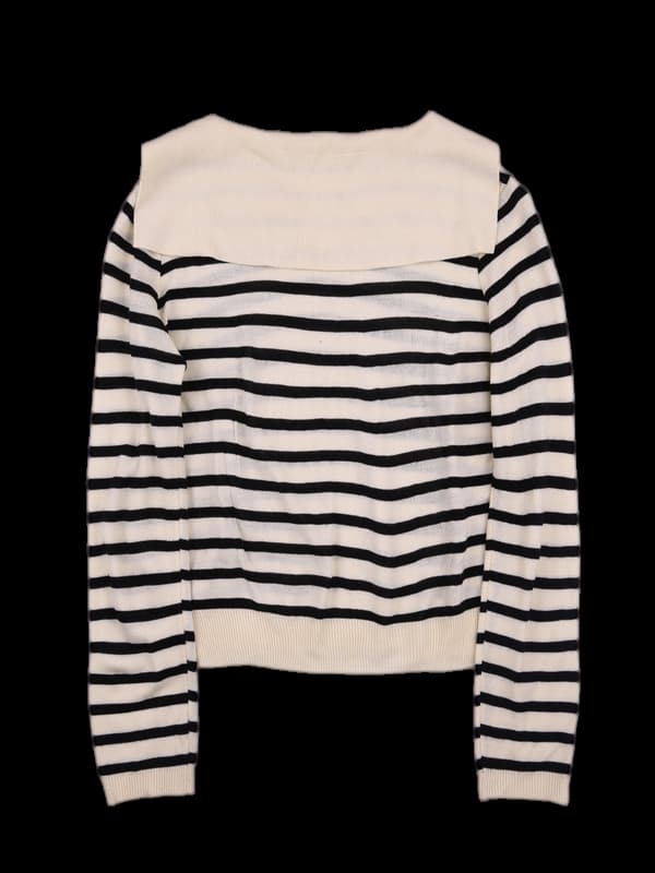 스트라이프 브이넥 니트