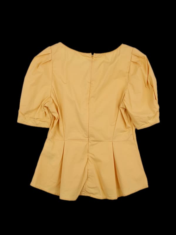 코튼 단추포인트 반팔 블라우스